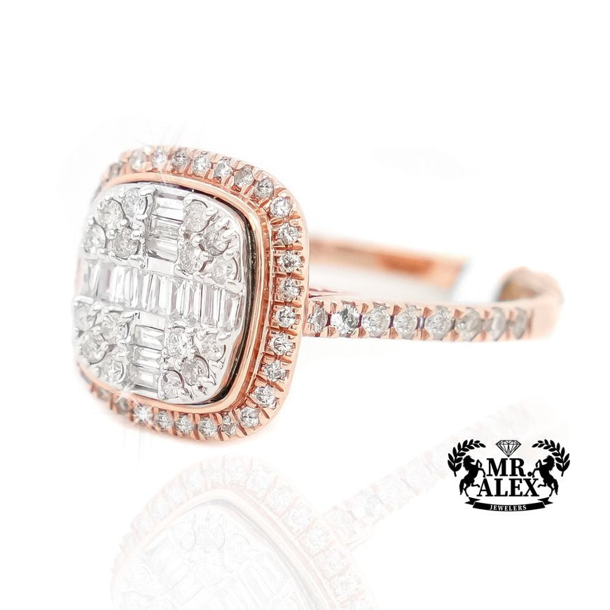 14k Rectangular Halo Diamond Ring 0.85ct - Mr. Alex Jewelry