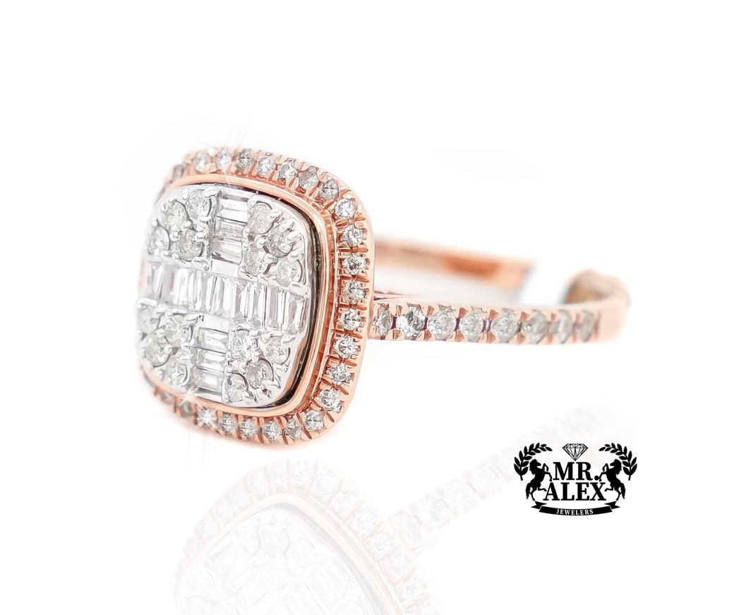 14k Rectangular Halo Diamond Ring 0.85ct - Mr. Alex Jewelry