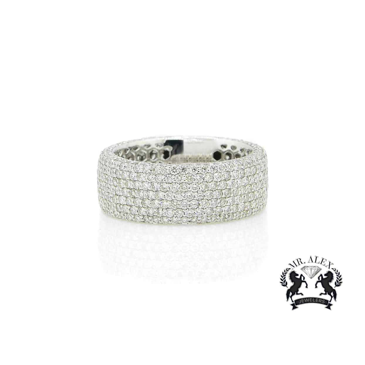 14K Seven Row Diamond Ring 4.39ct - Mr. Alex Jewelry