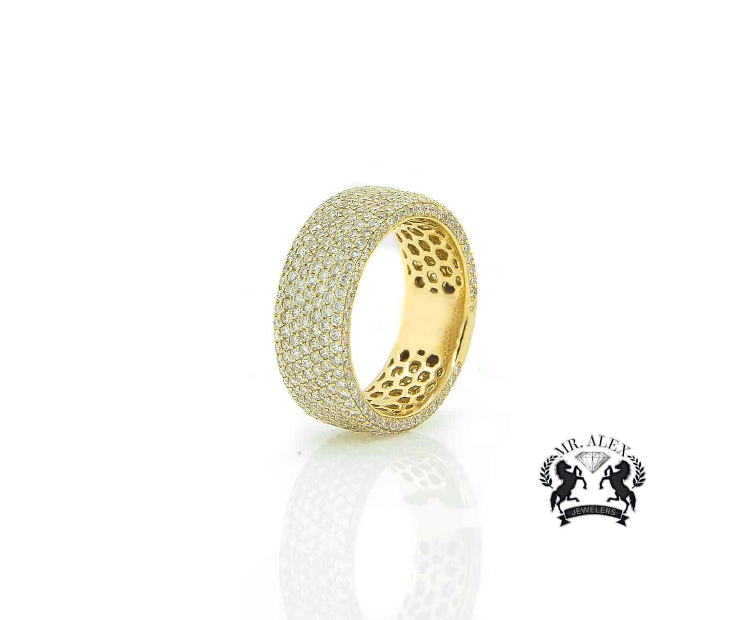 14K Seven Row Diamond Ring 4.39ct - Mr. Alex Jewelry