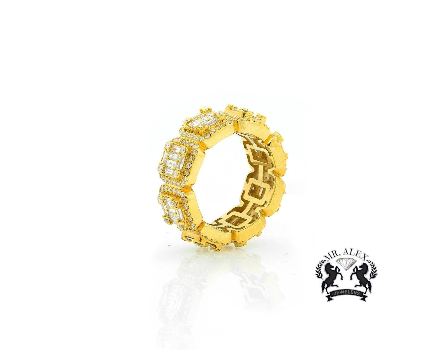 14K Small Square Diamond Ring 3.75ct - Mr. Alex Jewelry