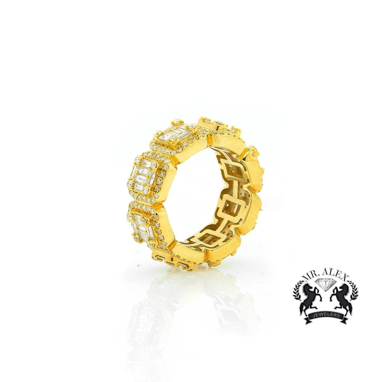 14K Small Square Diamond Ring 3.75ct - Mr. Alex Jewelry