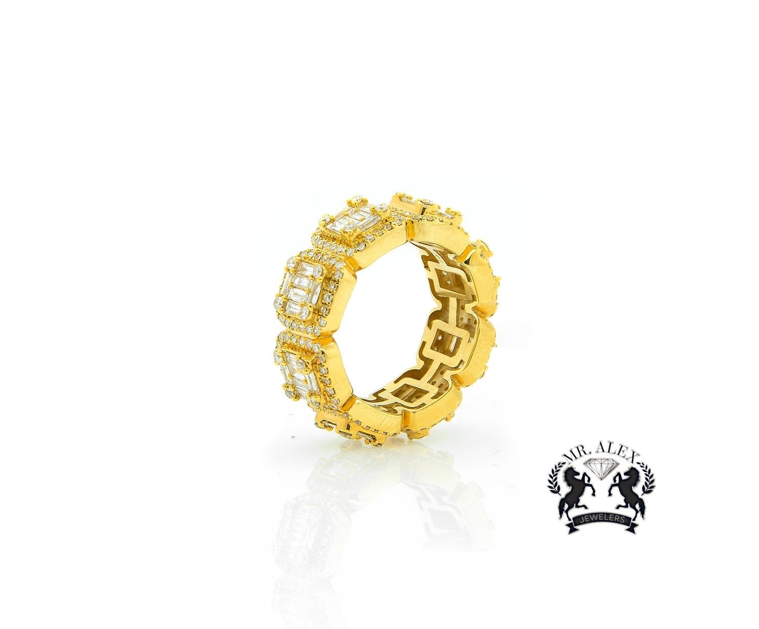 14K Small Square Diamond Ring 3.75ct - Mr. Alex Jewelry
