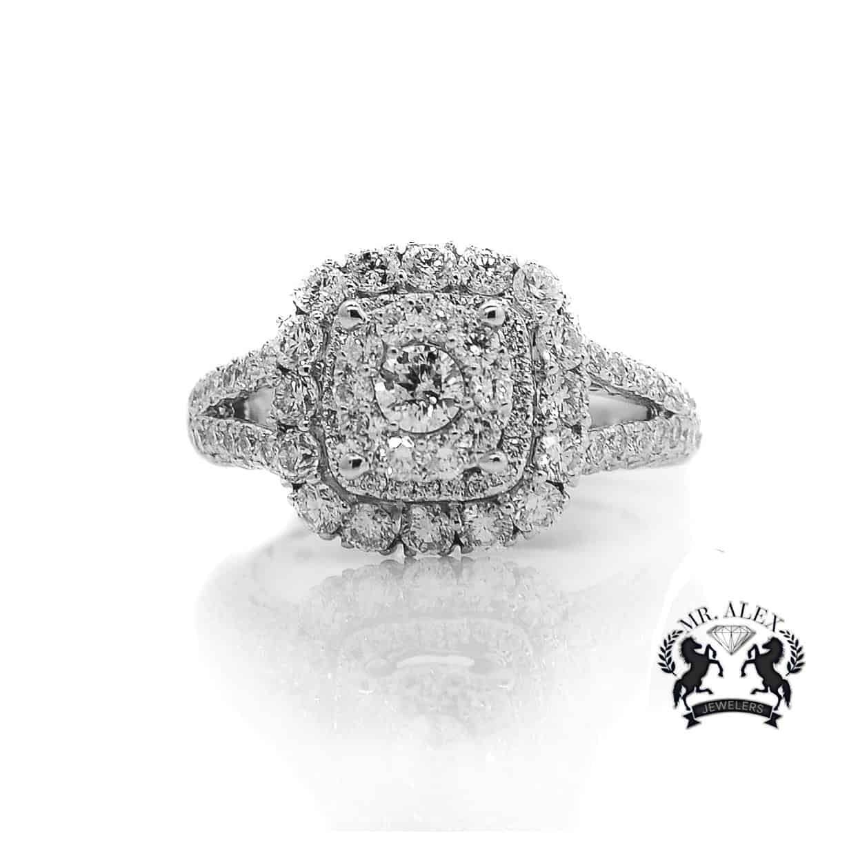 14K Square Cluster Diamond Ring 2.61ct - Mr. Alex Jewelry