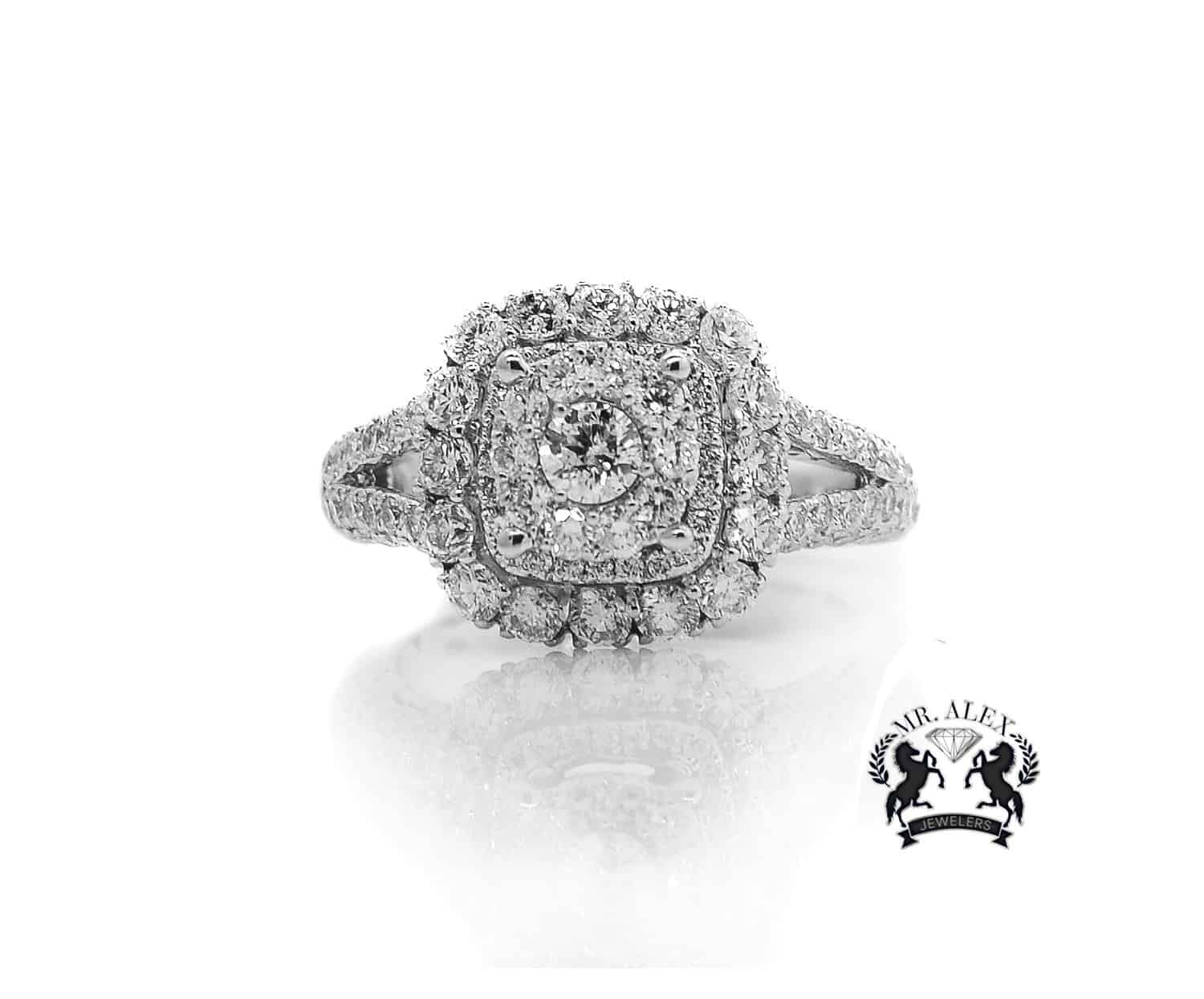 14K Square Cluster Diamond Ring 2.61ct - Mr. Alex Jewelry