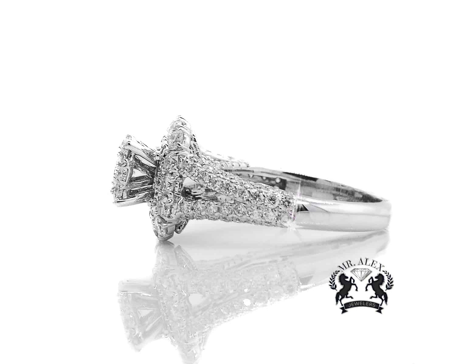 14K Square Cluster Diamond Ring 2.61ct - Mr. Alex Jewelry