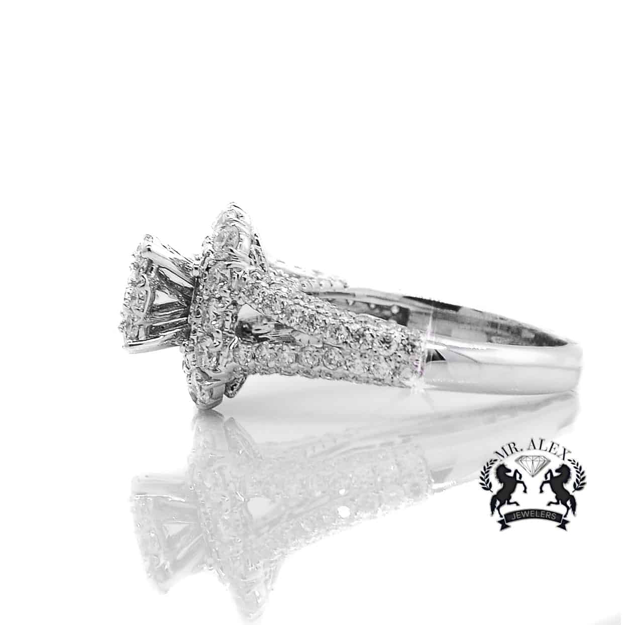 14K Square Cluster Diamond Ring 2.61ct - Mr. Alex Jewelry