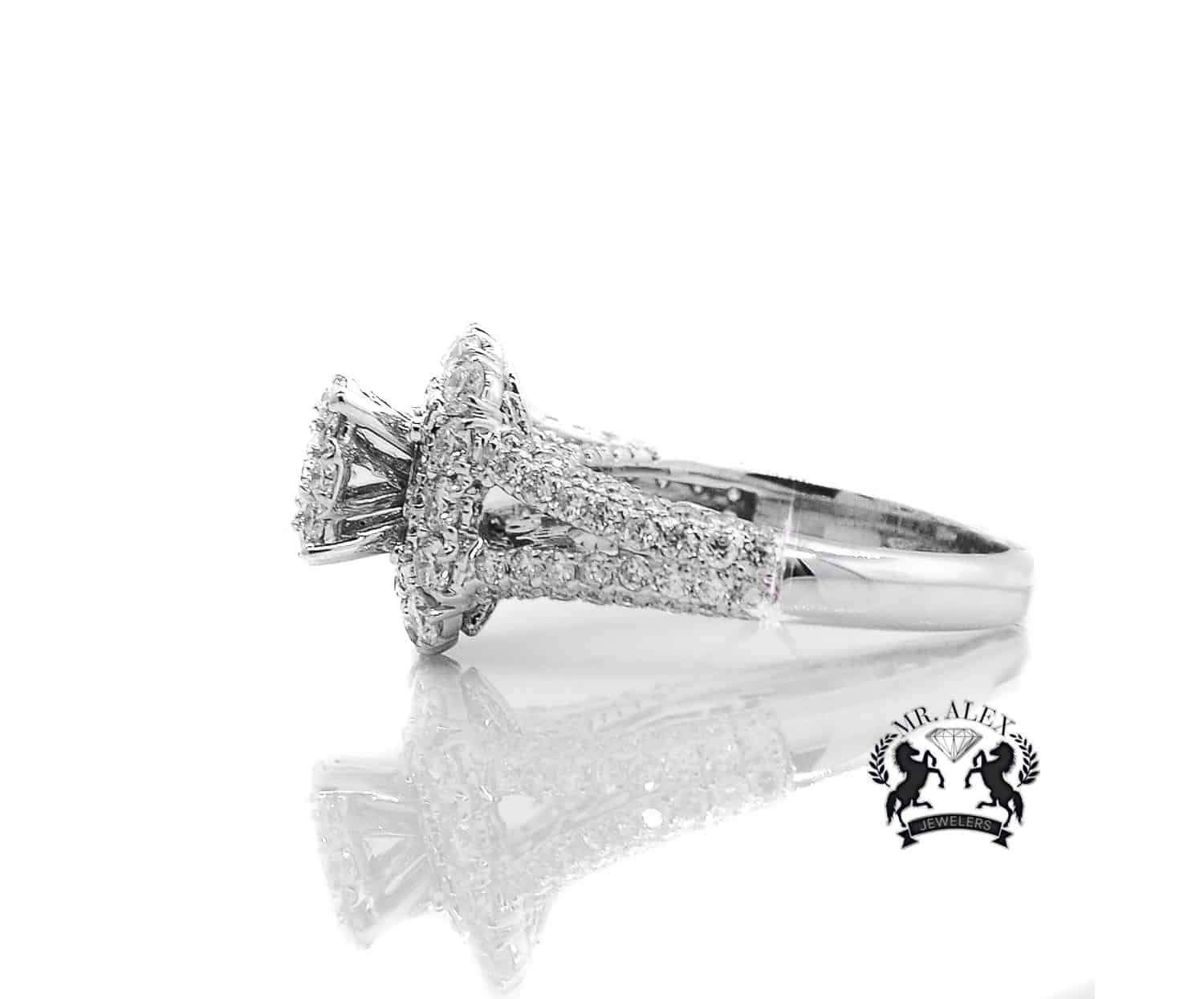14K Square Cluster Diamond Ring 2.61ct - Mr. Alex Jewelry