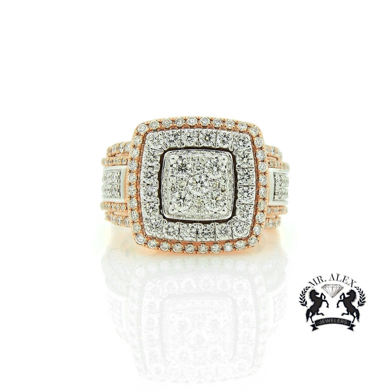 14K Square Diamond Ring 3.15ct - Mr. Alex Jewelry