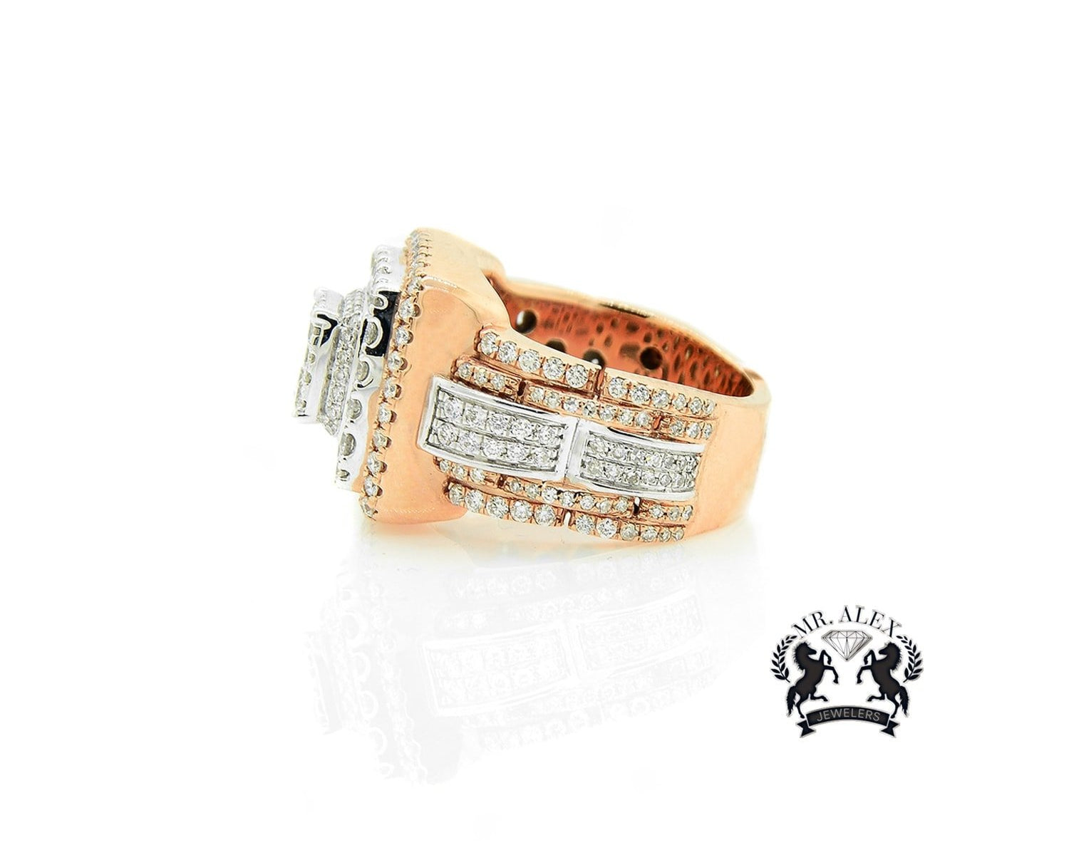 14K Square Diamond Ring 3.15ct - Mr. Alex Jewelry