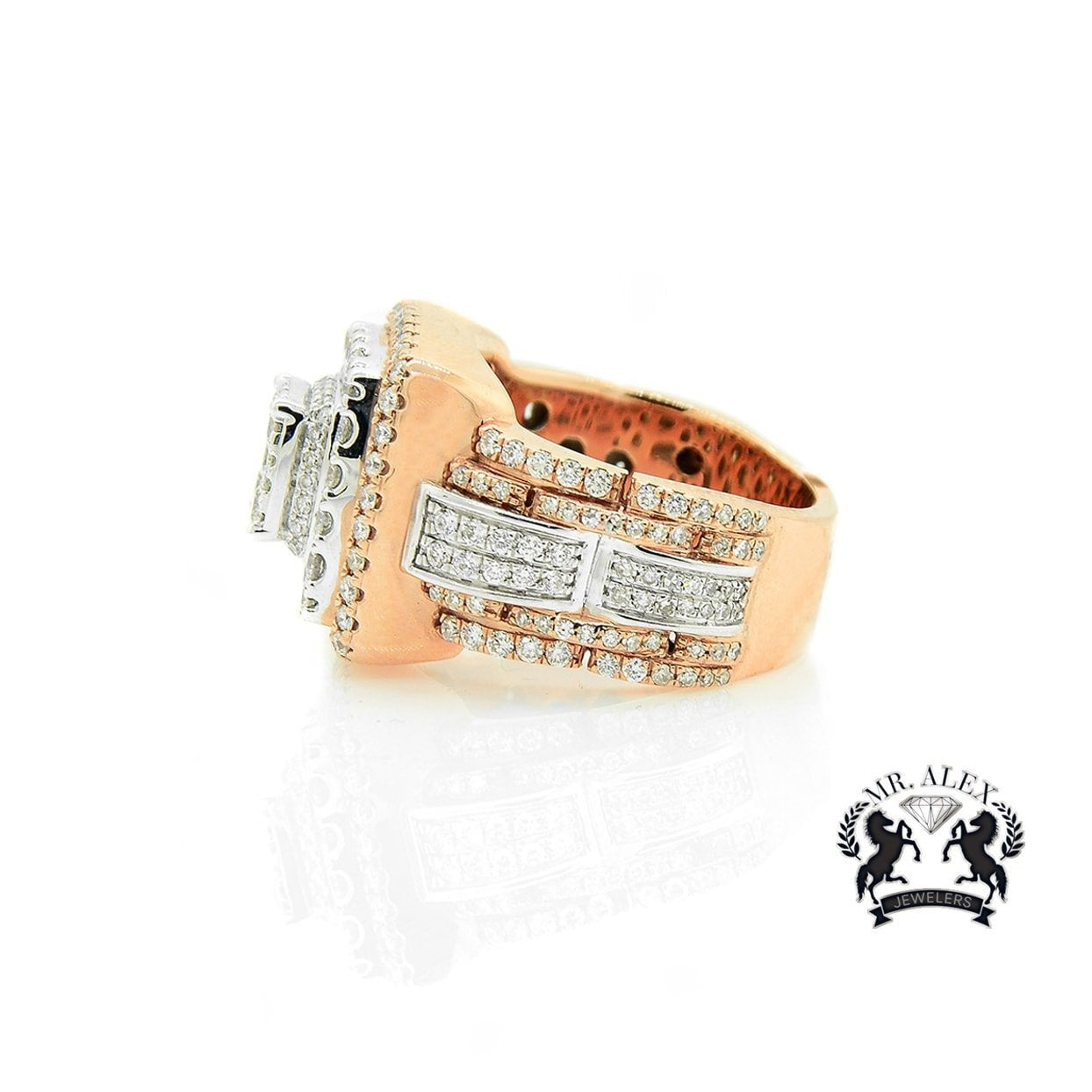 14K Square Diamond Ring 3.15ct - Mr. Alex Jewelry