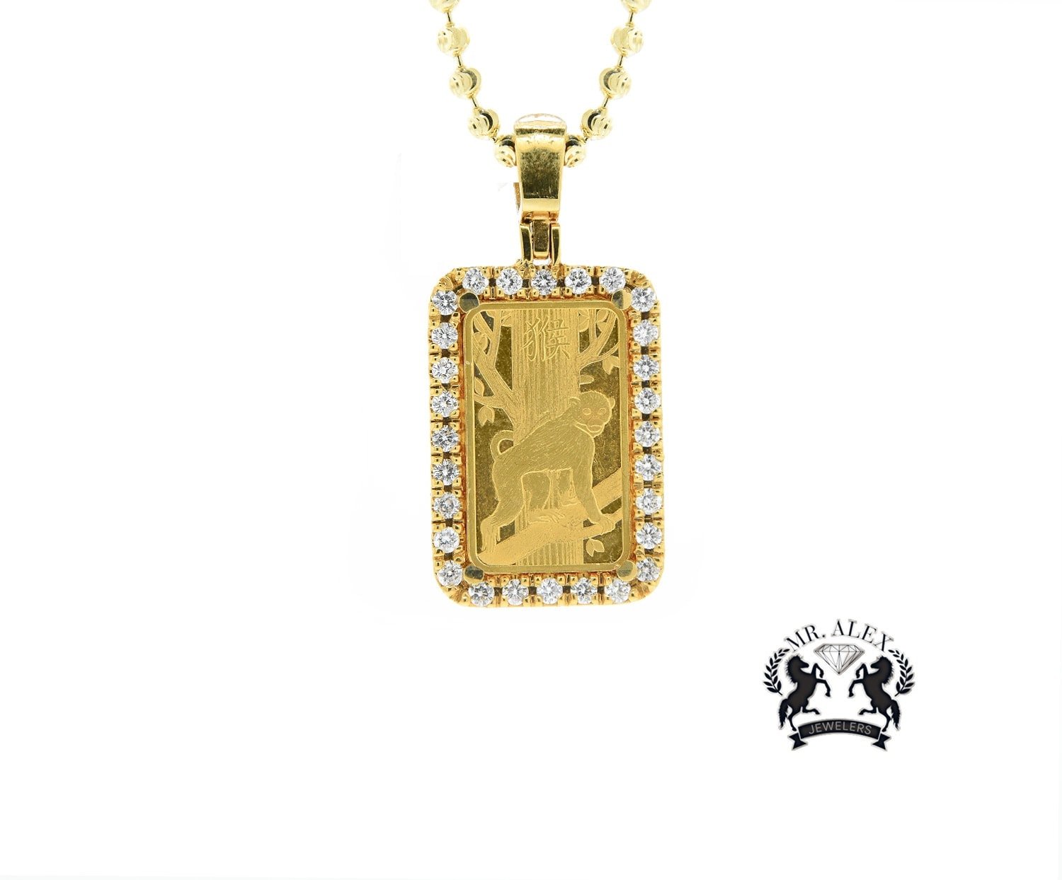 14k Square Pendant 1.55ct Yellow Gold - Mr. Alex Jewelry
