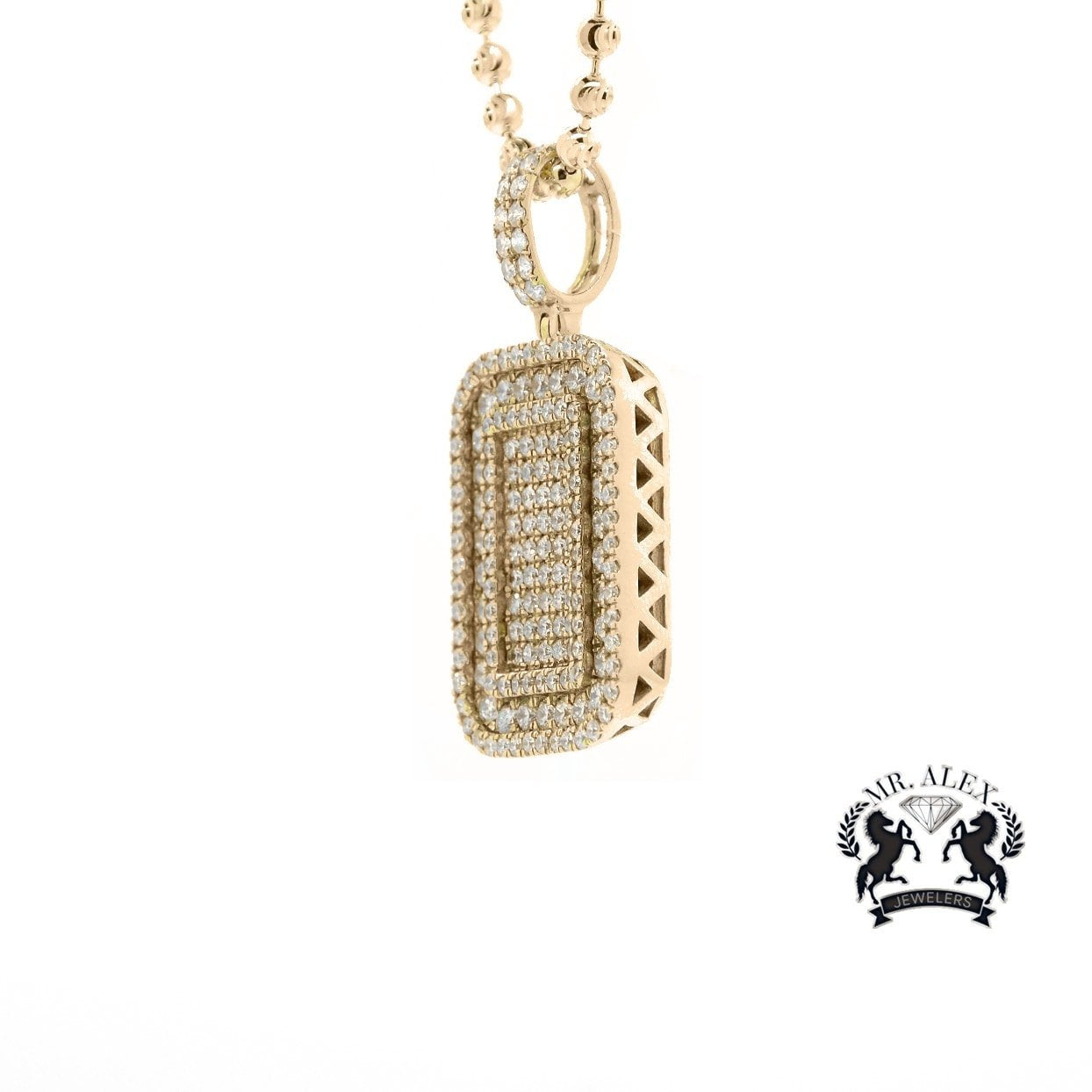 14K Square Pendant 3.25CT Yellow Gold - Mr. Alex Jewelry
