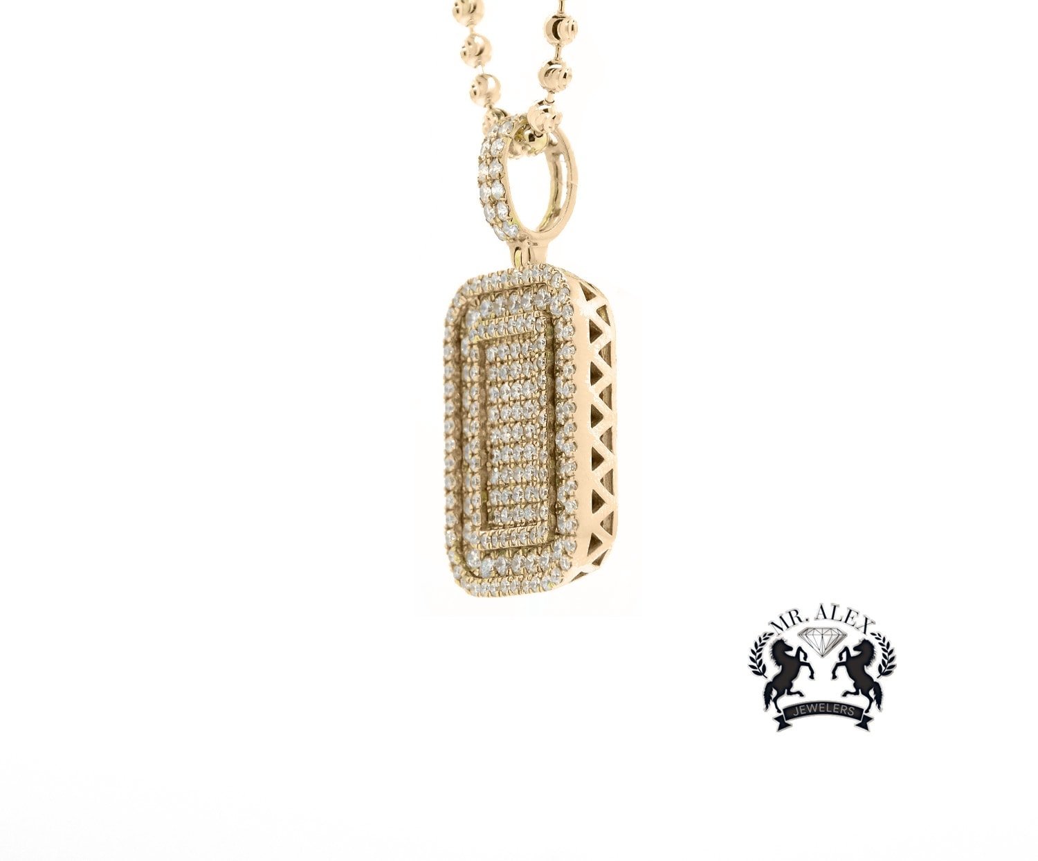 14K Square Pendant 3.25CT Yellow Gold - Mr. Alex Jewelry