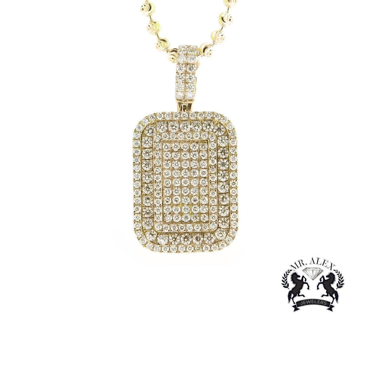 14K Square Pendant 3.25CT Yellow Gold - Mr. Alex Jewelry