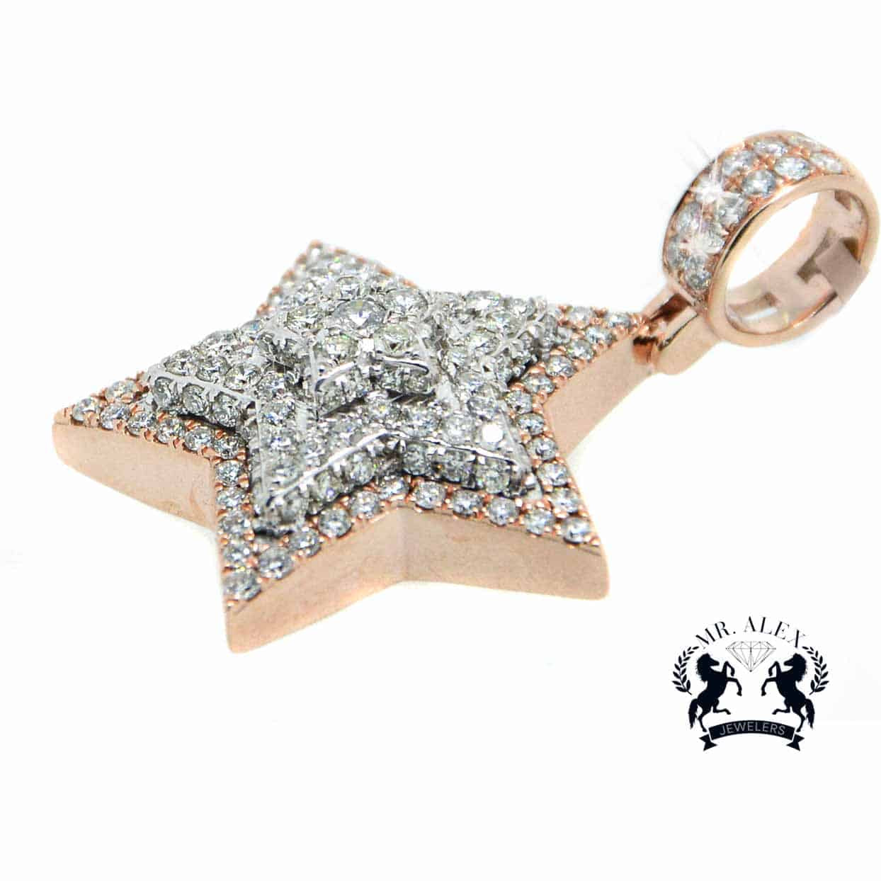 14k Star Diamond Pendant 2.50ct Rose - Mr. Alex Jewelry