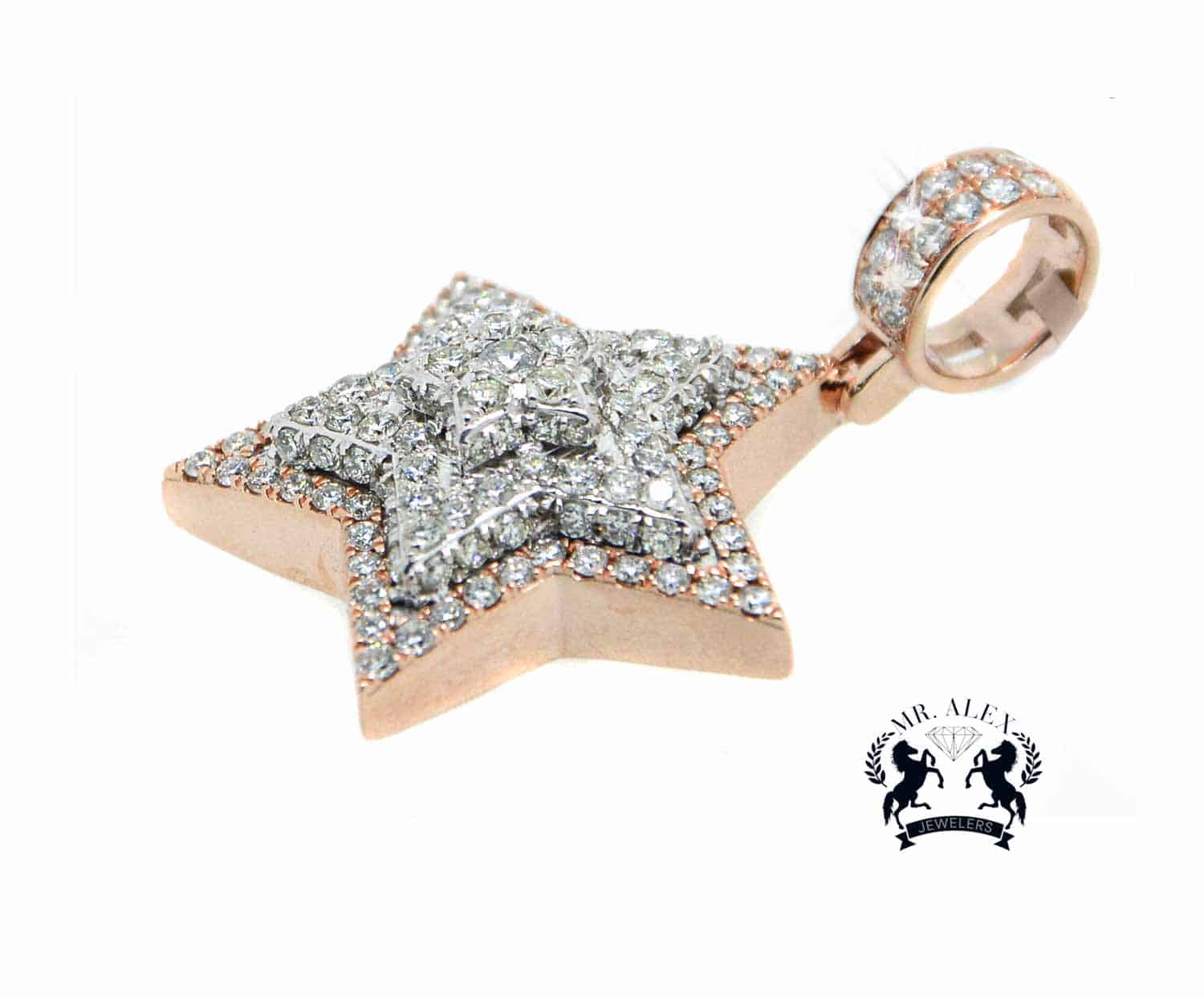 14k Star Diamond Pendant 2.50ct Rose - Mr. Alex Jewelry