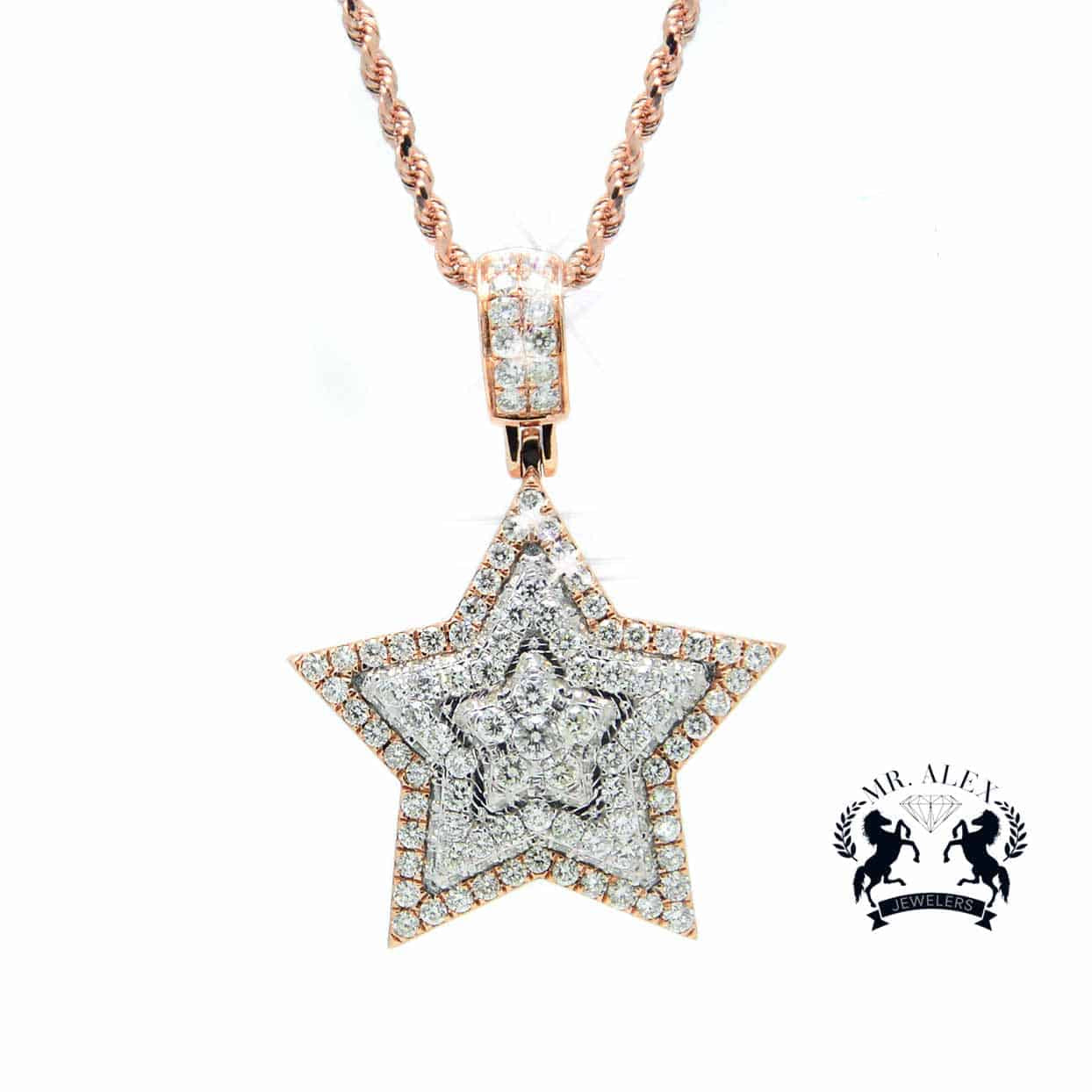 14k Star Diamond Pendant 2.50ct Rose - Mr. Alex Jewelry