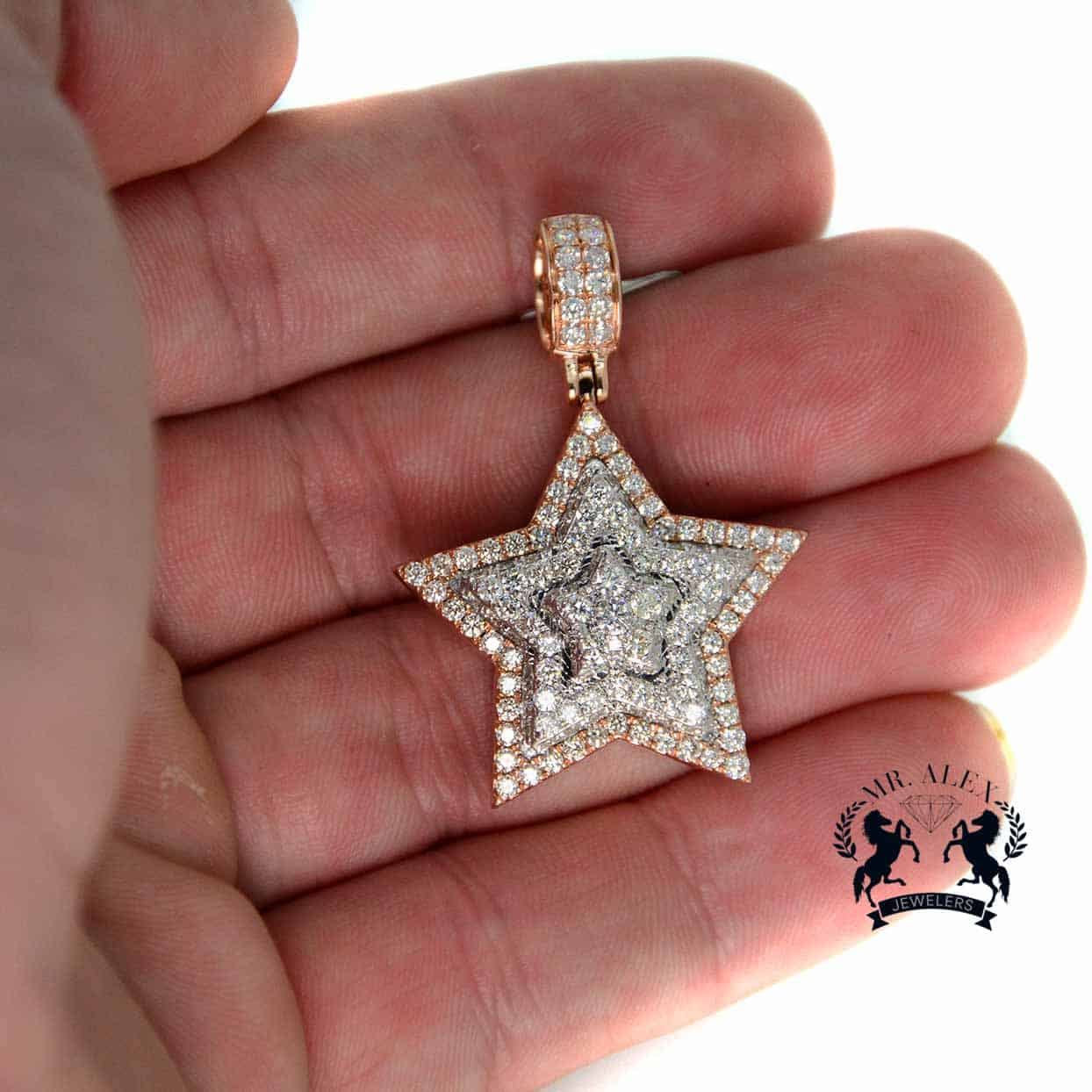 14k Star Diamond Pendant 2.50ct Rose - Mr. Alex Jewelry