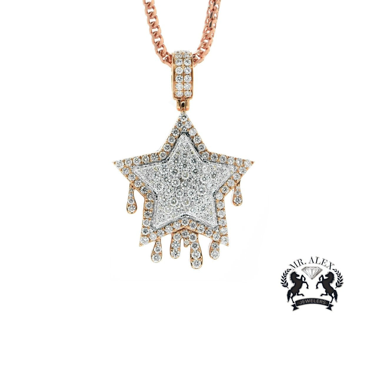 14k Star Pendant 4.00ct Rose Gold - Mr. Alex Jewelry