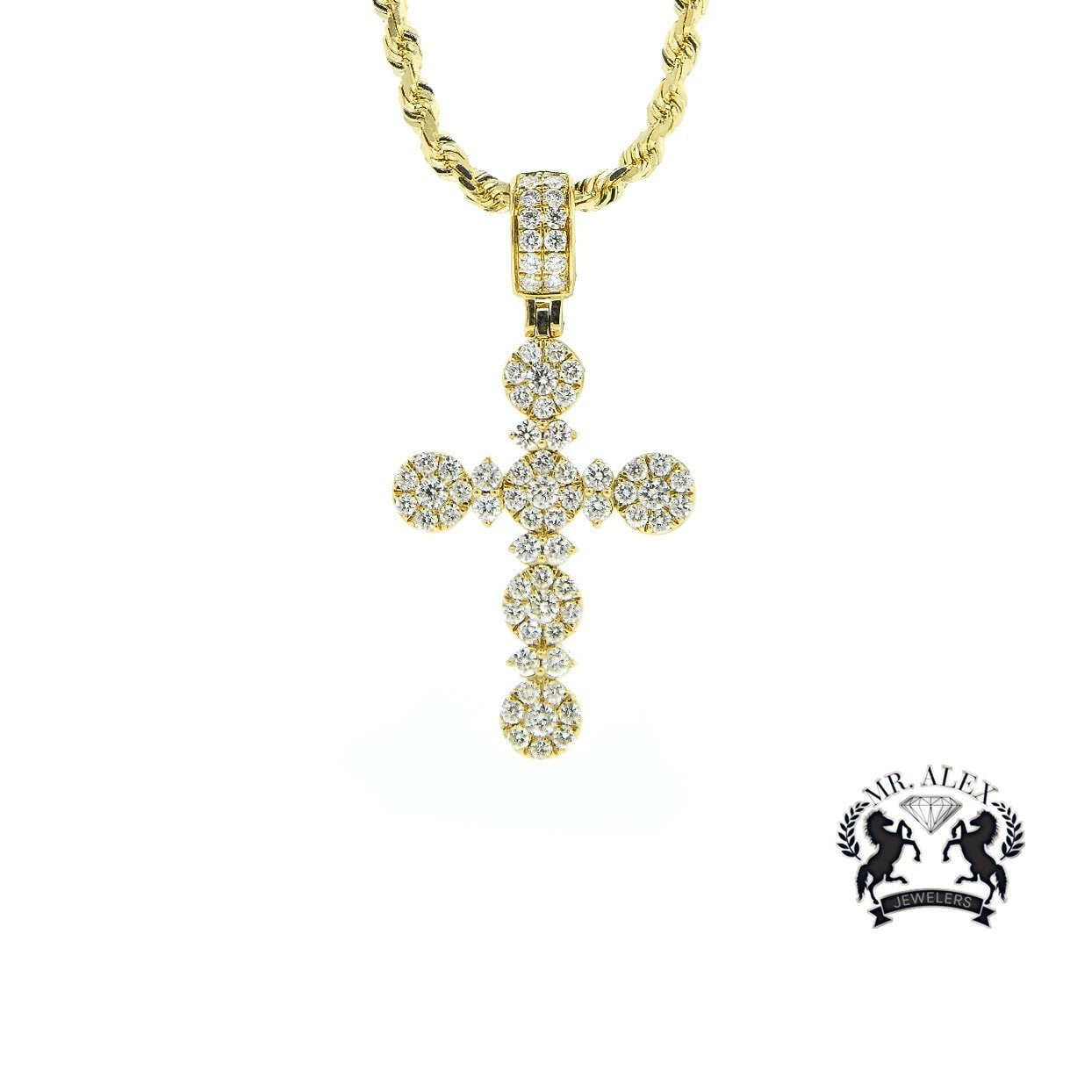 14K Style Cross Pendant 2.00ct Yellow Gold - Mr. Alex Jewelry