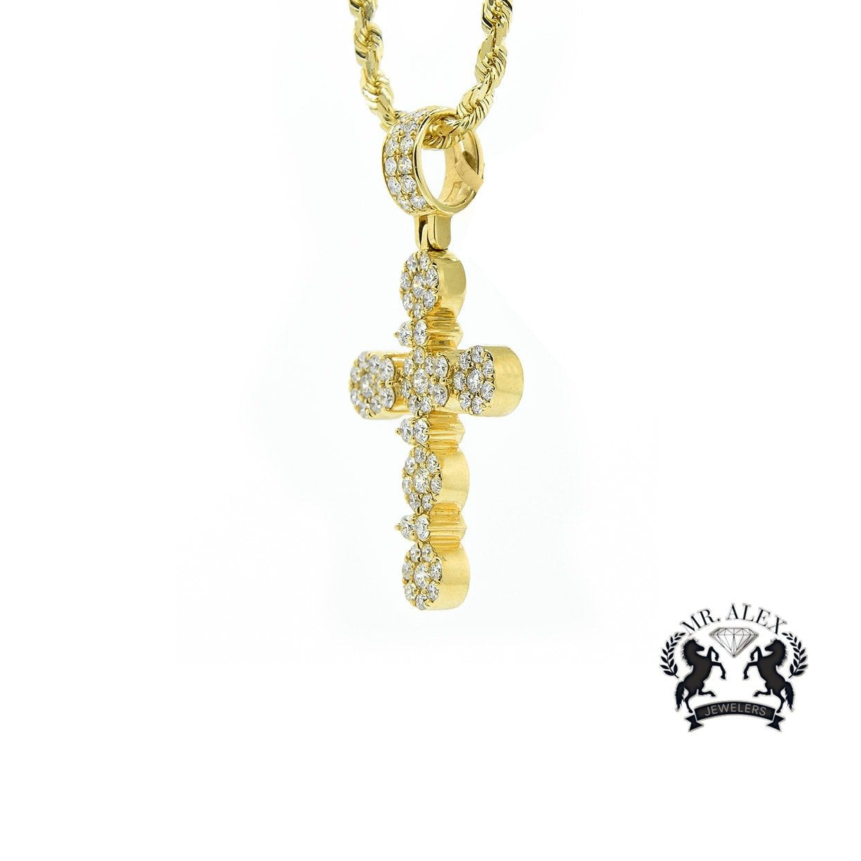14K Style Cross Pendant 2.00ct Yellow Gold - Mr. Alex Jewelry