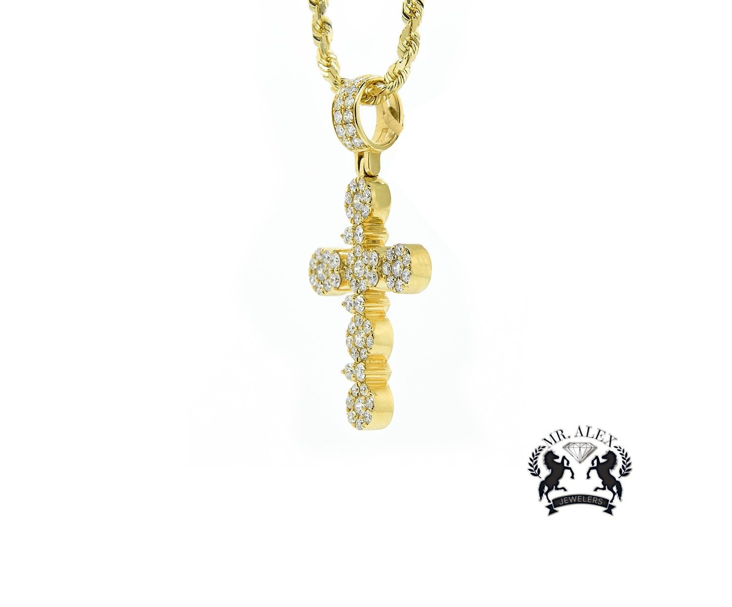 14K Style Cross Pendant 2.00ct Yellow Gold - Mr. Alex Jewelry