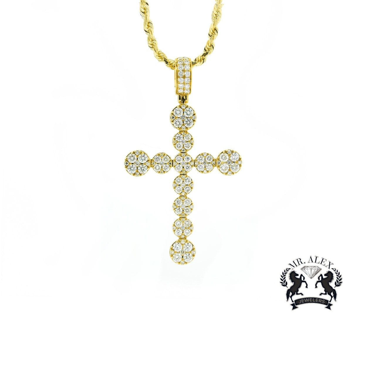 14k Style Cross Pendant 3.60ct Yellow Gold - Mr. Alex Jewelry