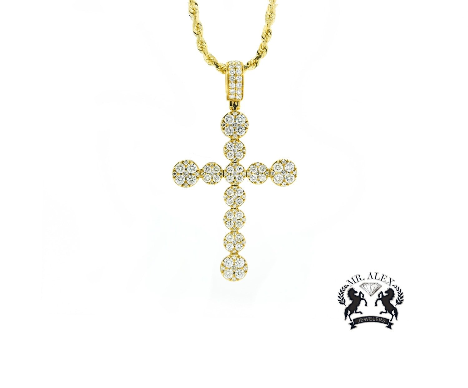14k Style Cross Pendant 3.60ct Yellow Gold - Mr. Alex Jewelry