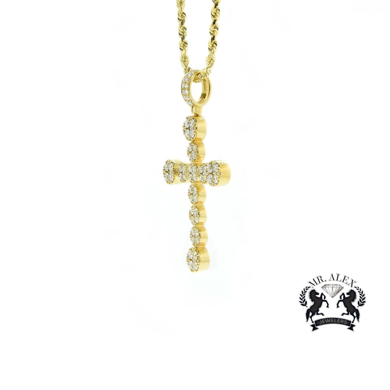 14k Style Cross Pendant 3.60ct Yellow Gold - Mr. Alex Jewelry