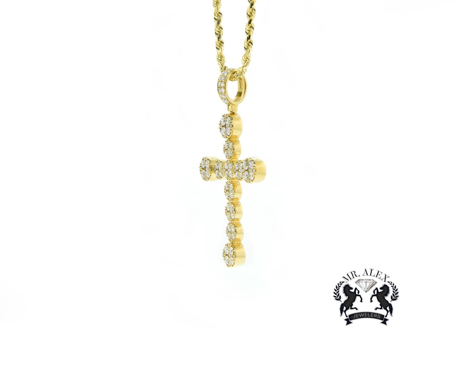 14k Style Cross Pendant 3.60ct Yellow Gold - Mr. Alex Jewelry
