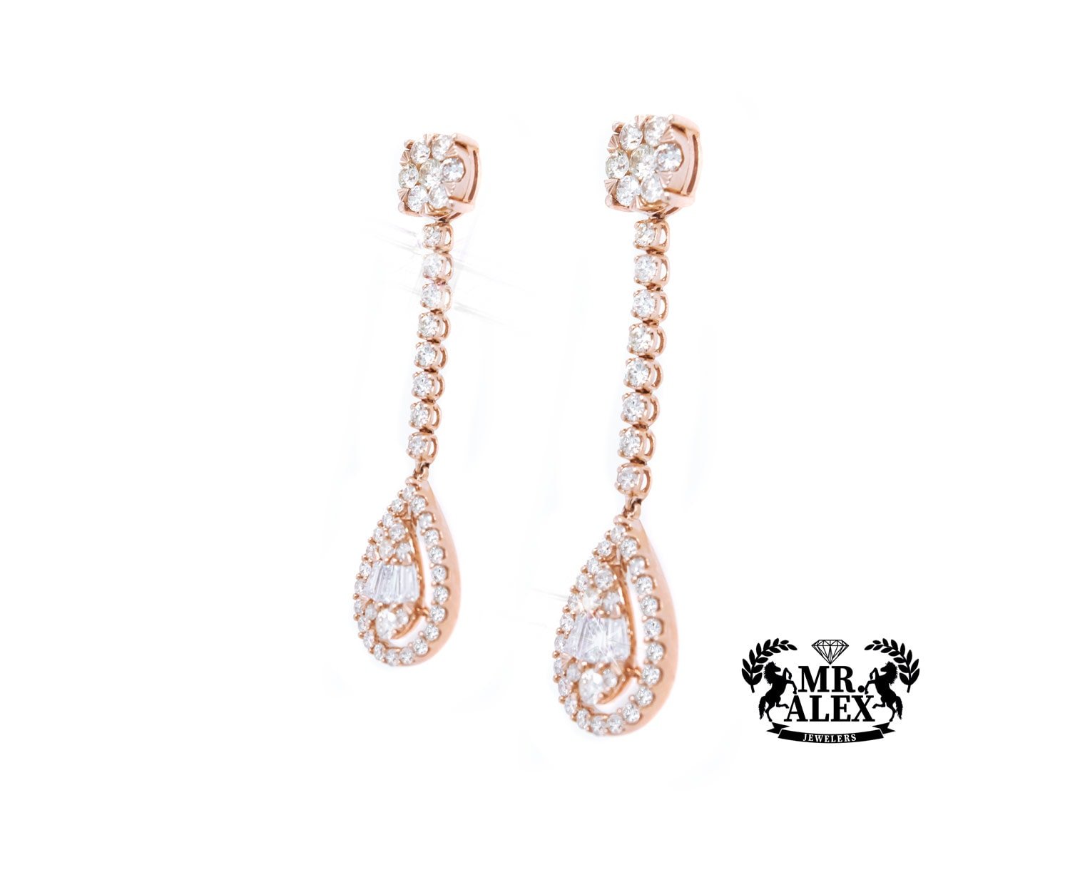14K Tear Drop Earrings 1.50ct Rose Gold - Mr. Alex Jewelry