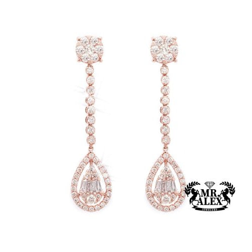 14K Tear Drop Earrings 1.50ct Rose Gold - Mr. Alex Jewelry