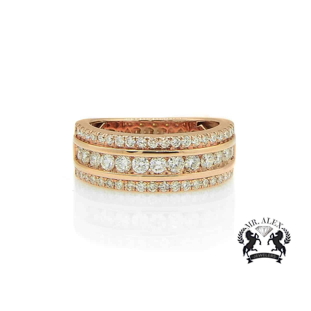 14K Three Row Diamond Ring 1.69ct - Mr. Alex Jewelry