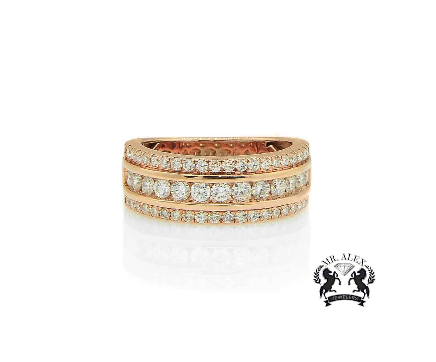 14K Three Row Diamond Ring 1.69ct - Mr. Alex Jewelry