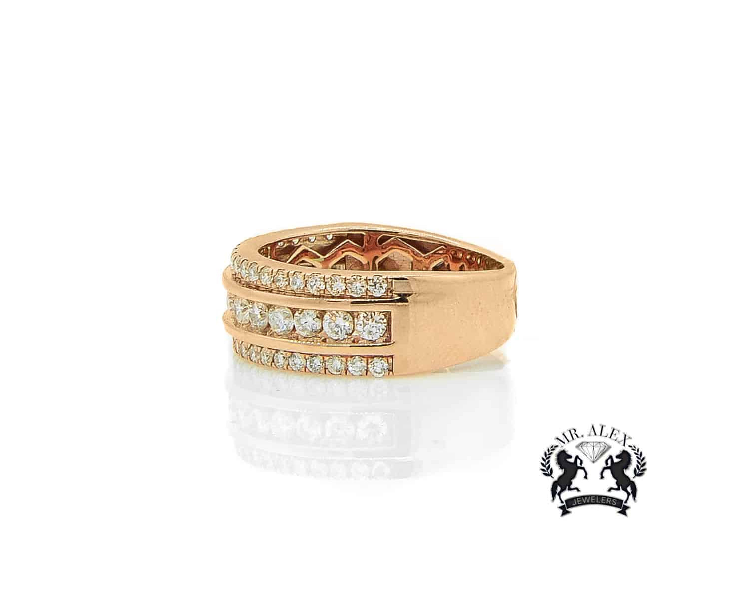 14K Three Row Diamond Ring 1.69ct - Mr. Alex Jewelry