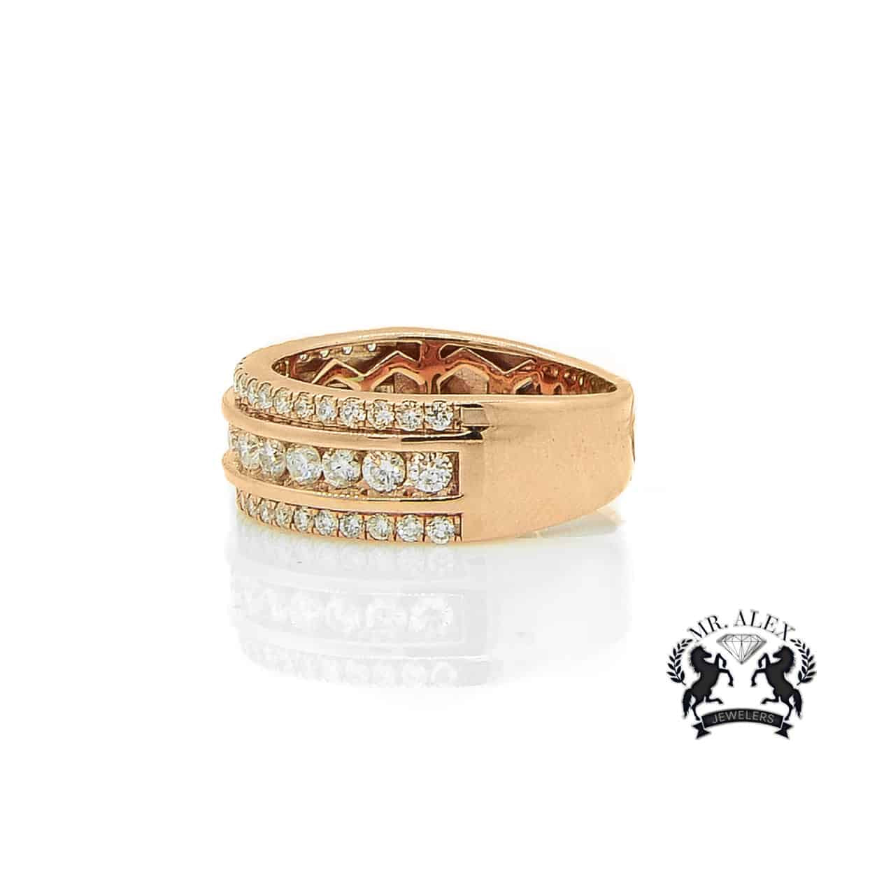 14K Three Row Diamond Ring 1.69ct - Mr. Alex Jewelry
