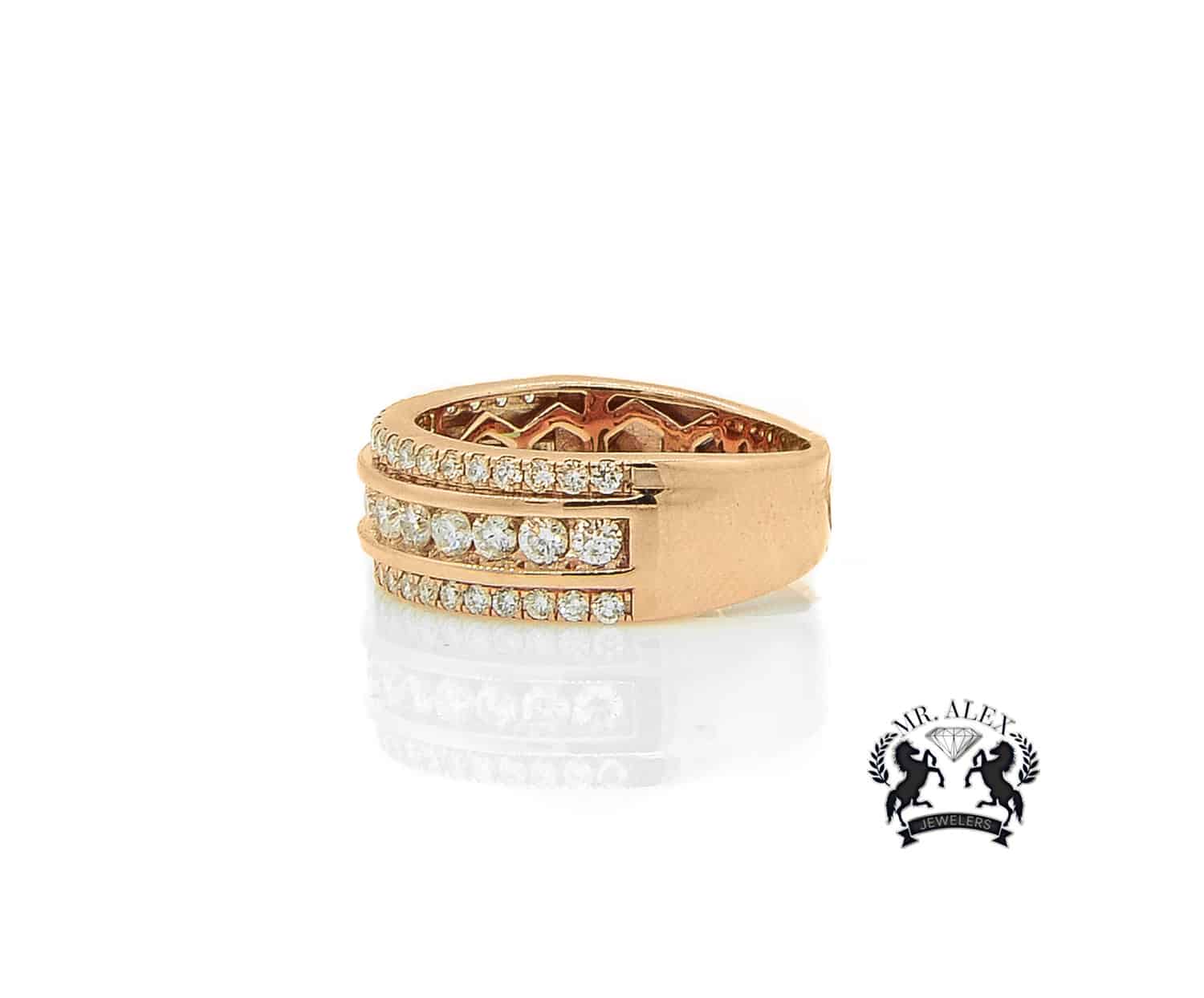 14K Three Row Diamond Ring 1.69ct - Mr. Alex Jewelry