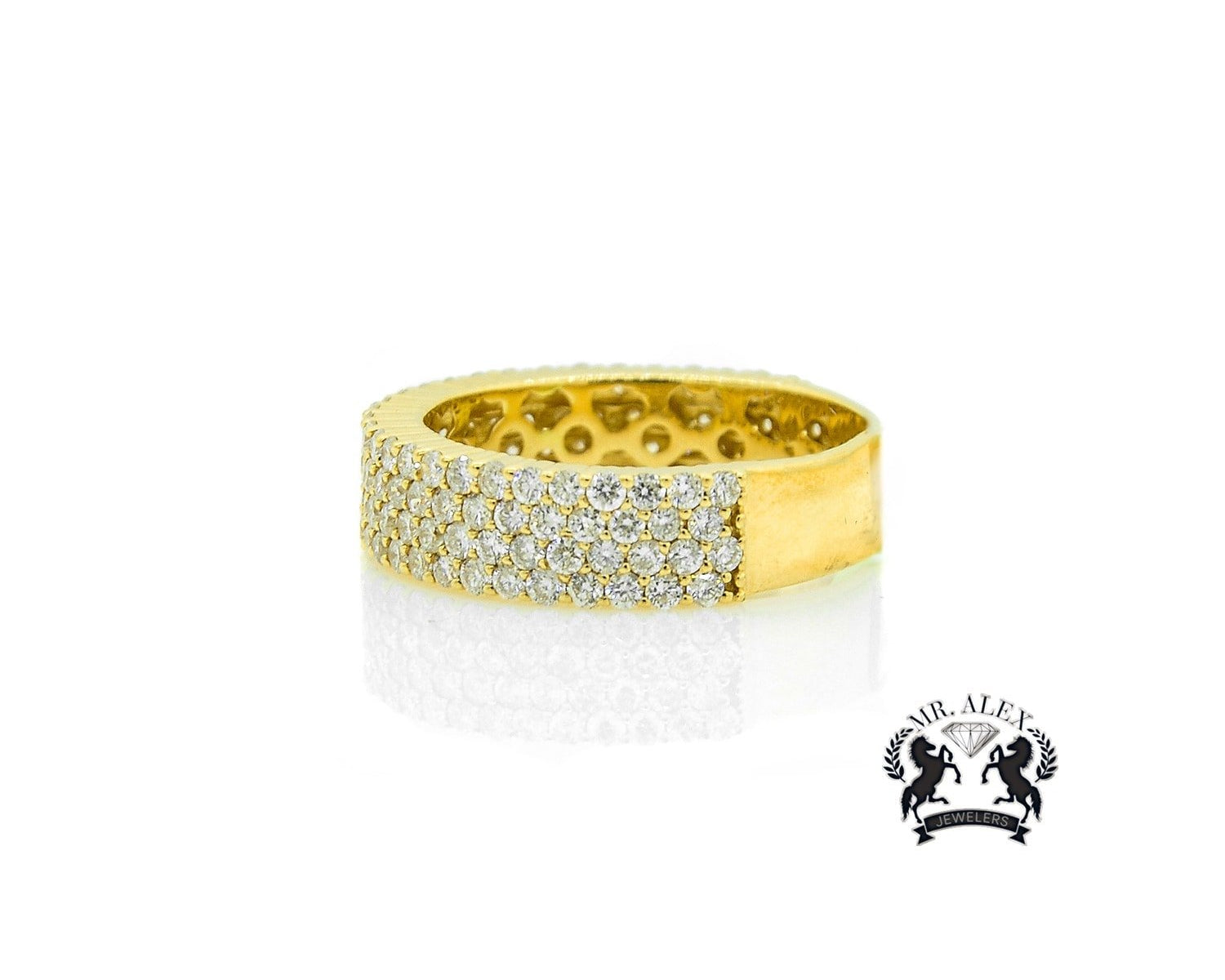 14K Three Row Diamond Ring 3.25ct - Mr. Alex Jewelry