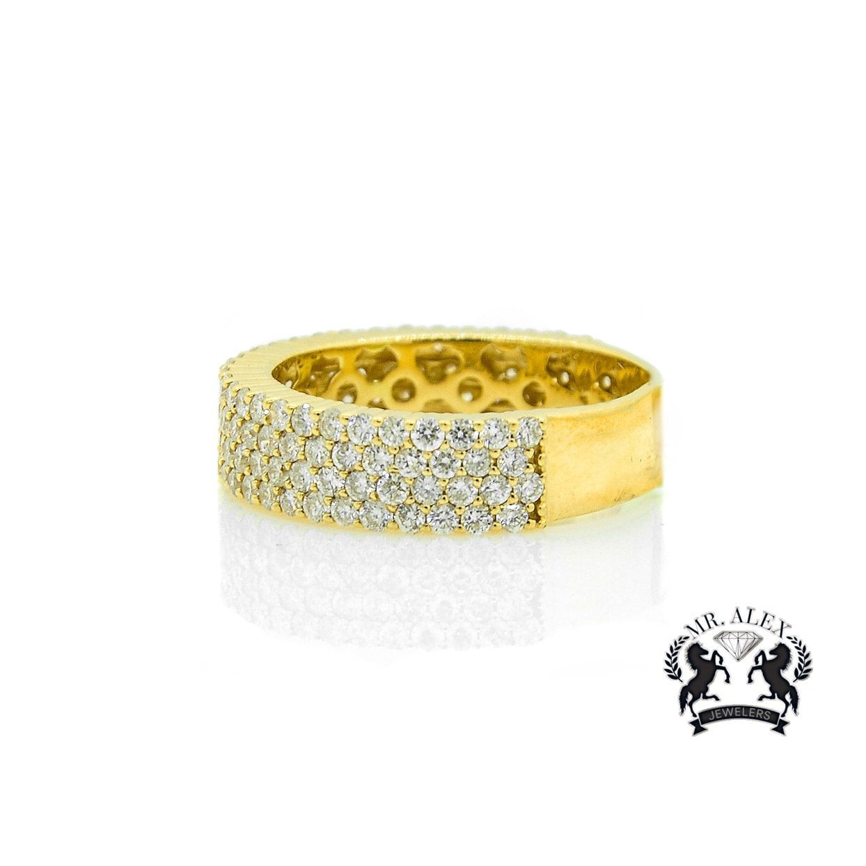 14K Three Row Diamond Ring 3.25ct - Mr. Alex Jewelry