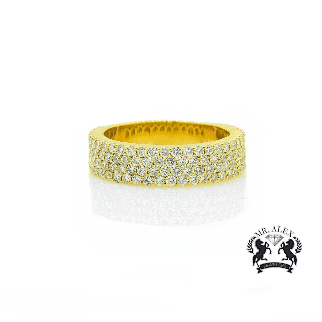 14K Three Row Diamond Ring 3.25ct - Mr. Alex Jewelry