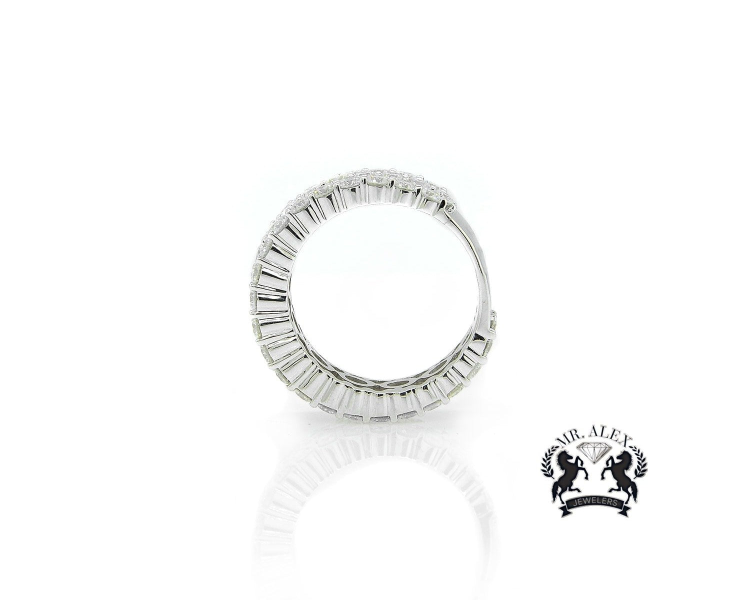 14K Three Row Diamond Ring 4.80ct - Mr. Alex Jewelry