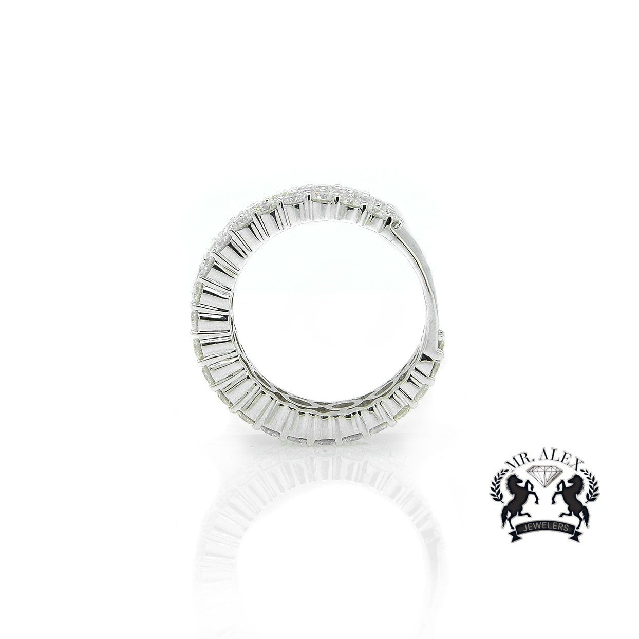 14K Three Row Diamond Ring 4.80ct - Mr. Alex Jewelry