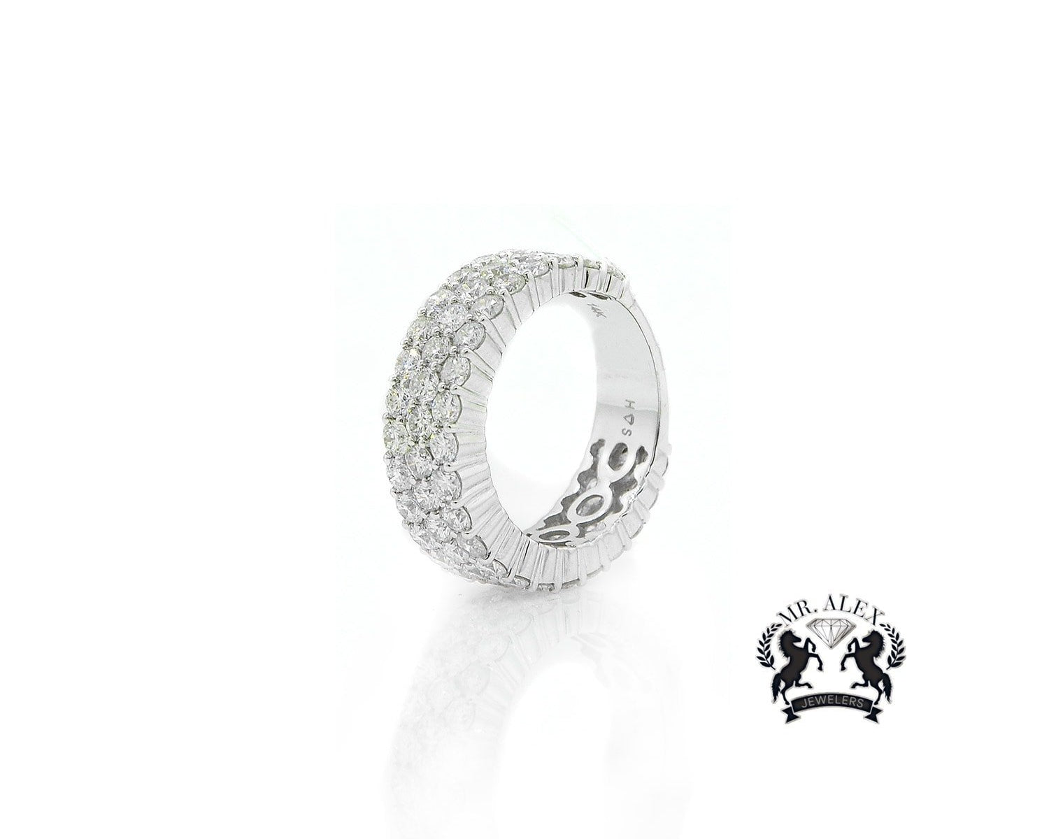 14K Three Row Diamond Ring 4.80ct - Mr. Alex Jewelry