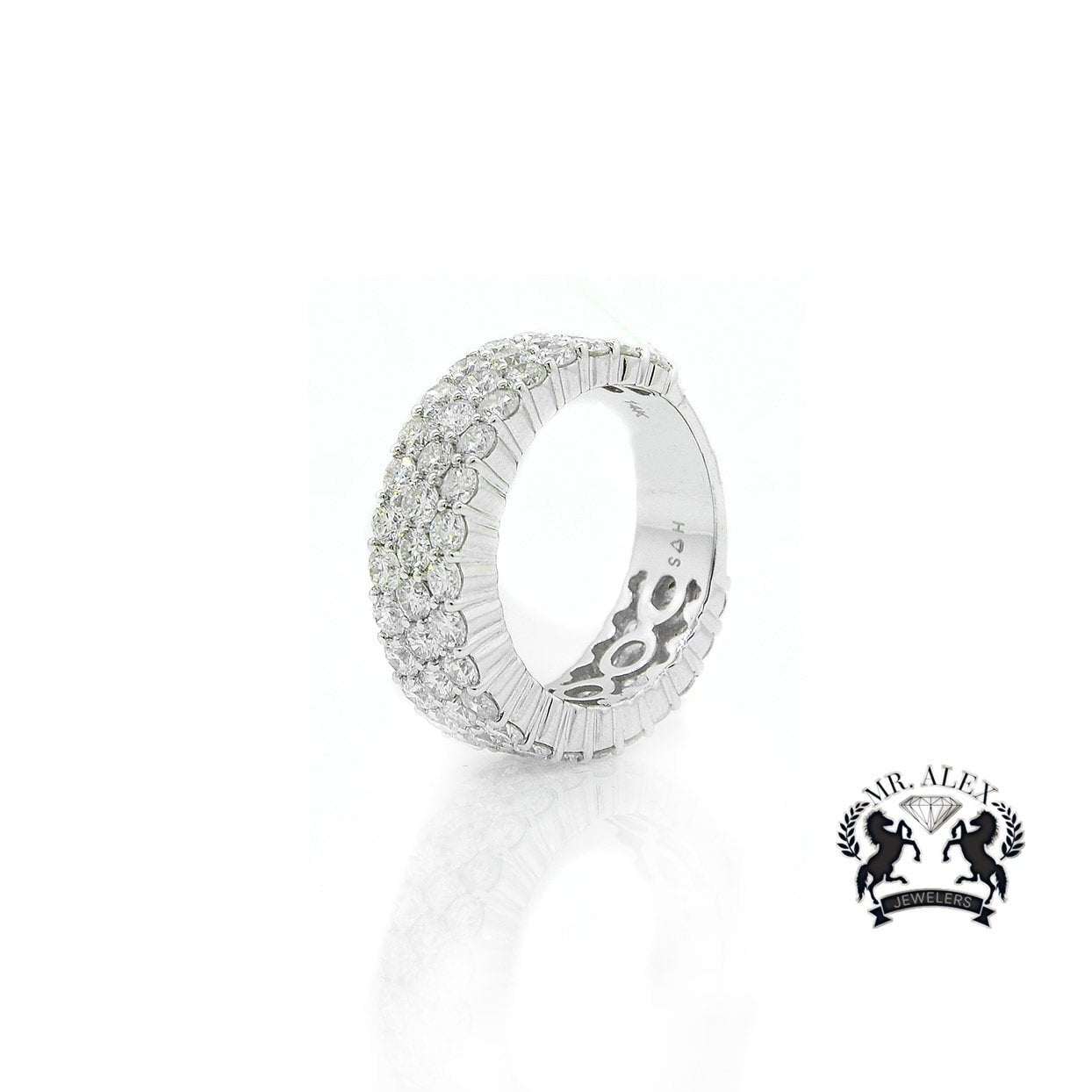14K Three Row Diamond Ring 4.80ct - Mr. Alex Jewelry