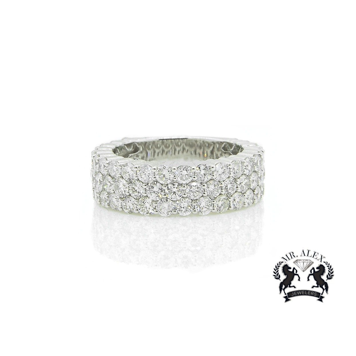 14K Three Row Diamond Ring 4.80ct - Mr. Alex Jewelry