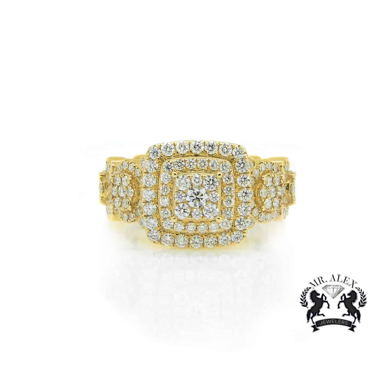14K Three Square Diamond Ring 2.50ct - Mr. Alex Jewelry