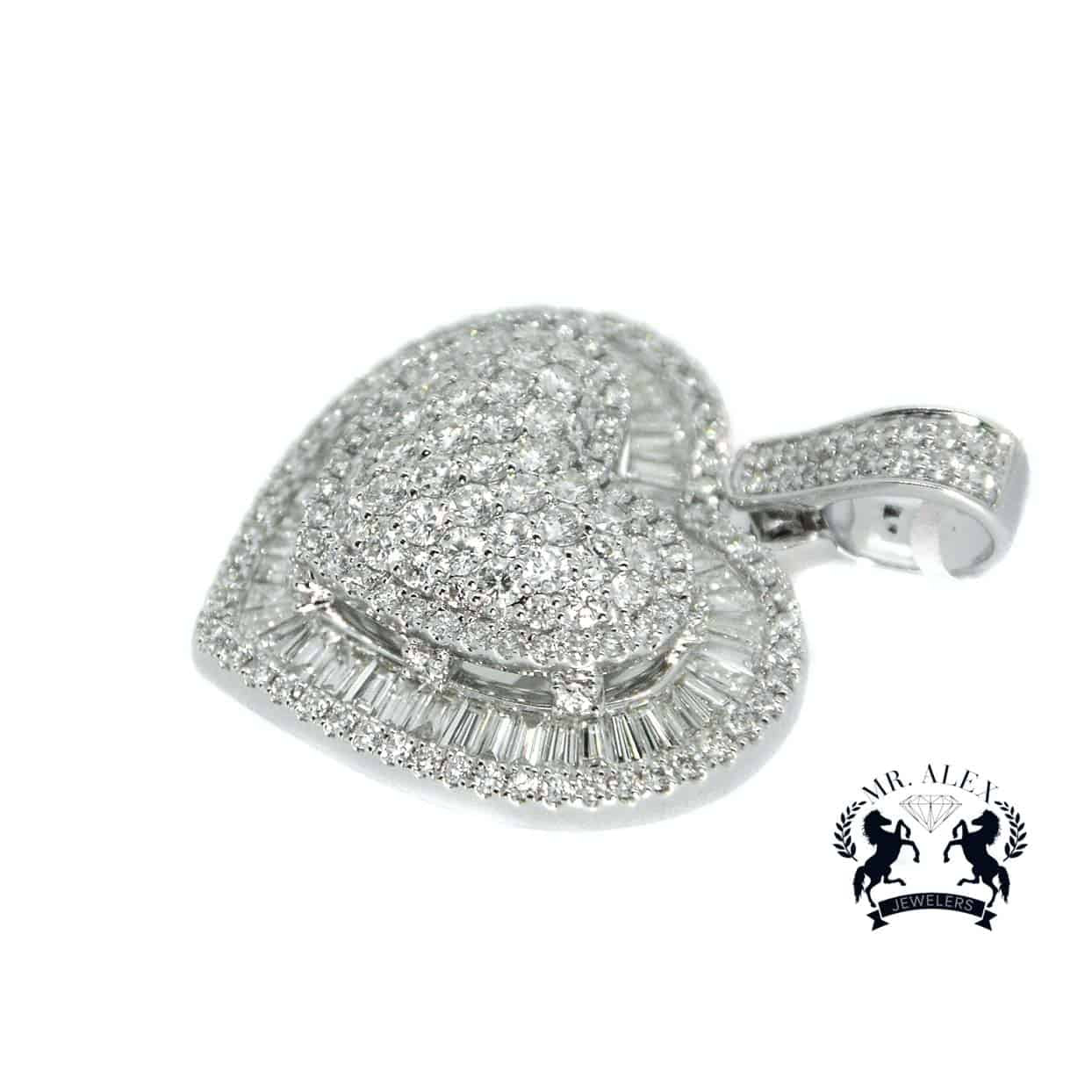 14k Two 3D Diamond Hearts 2.08ct White Gold - Mr. Alex Jewelry