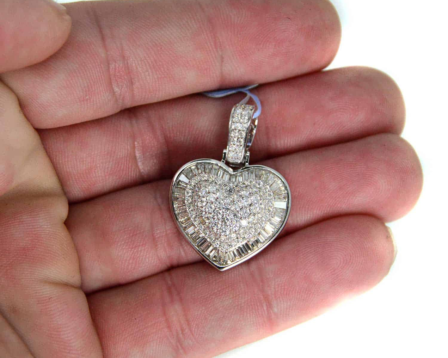 14k Two 3D Diamond Hearts 2.08ct White Gold - Mr. Alex Jewelry