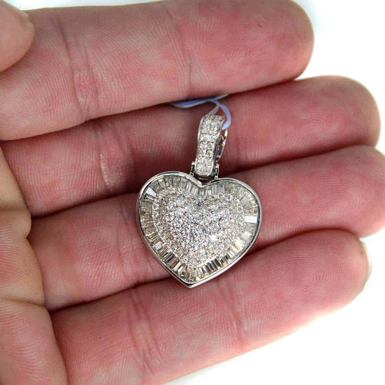 14k Two 3D Diamond Hearts 2.08ct White Gold - Mr. Alex Jewelry